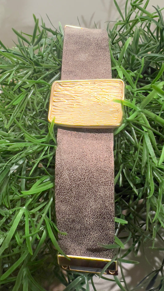 Earth Brown with Gold Shard Stunning  Bold wide wrist cuff 14 kt gold plated