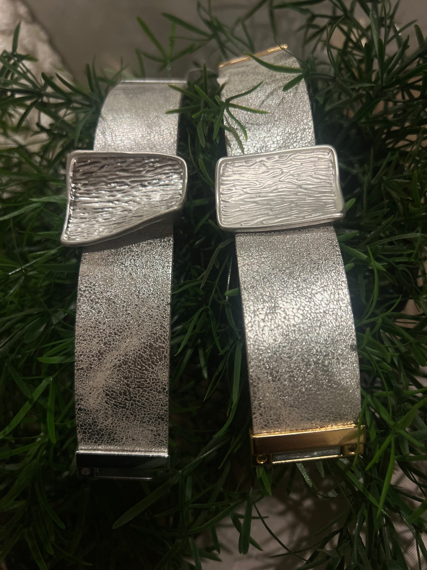 Silver with silver shard Bold wide wrist cuff 2 clasp colours available