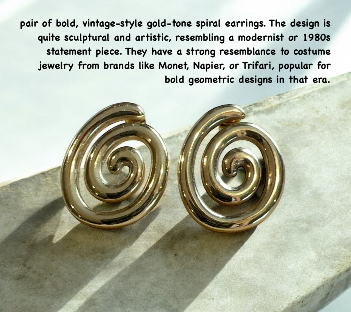 Spirals of time - Spiral Fern Earrings - 18 kt gold plated Stainless Steel (Copy)