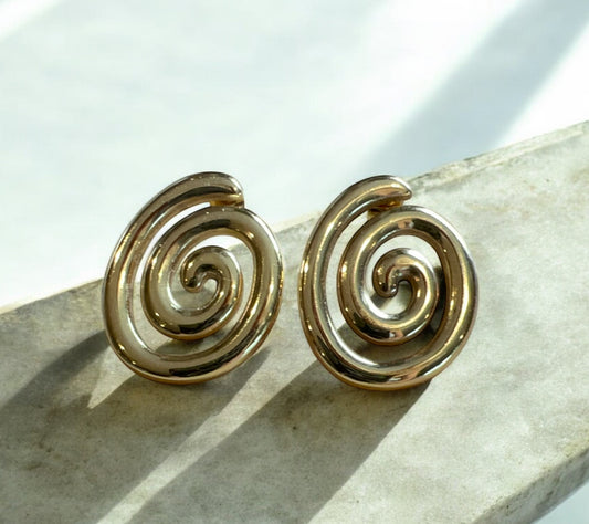 Spirals of time - Spiral Fern Earrings - 18 kt gold plated Stainless Steel (Copy)