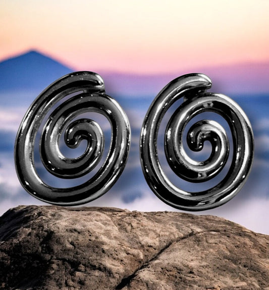 Spirals of time - Spiral Fern Earrings - silver-plated Stainless Steel