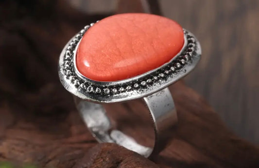 Antique Retro Boho adjustable resin and stainless steel Ring 3 colours available