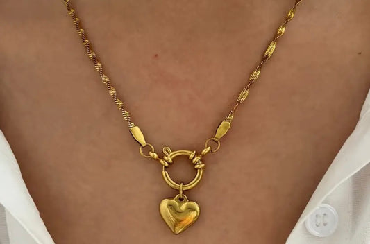 Boho Stainless steel Necklace with detachable exchangeable charms 18 kt gold plated