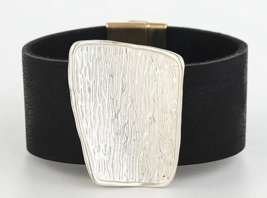 Black - silver shard  Bold wide wrist cuff 4 colours available