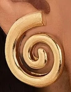 Gorgeous pair of Stainless Steel Stud swirl Earrings - 18 kt gold plated