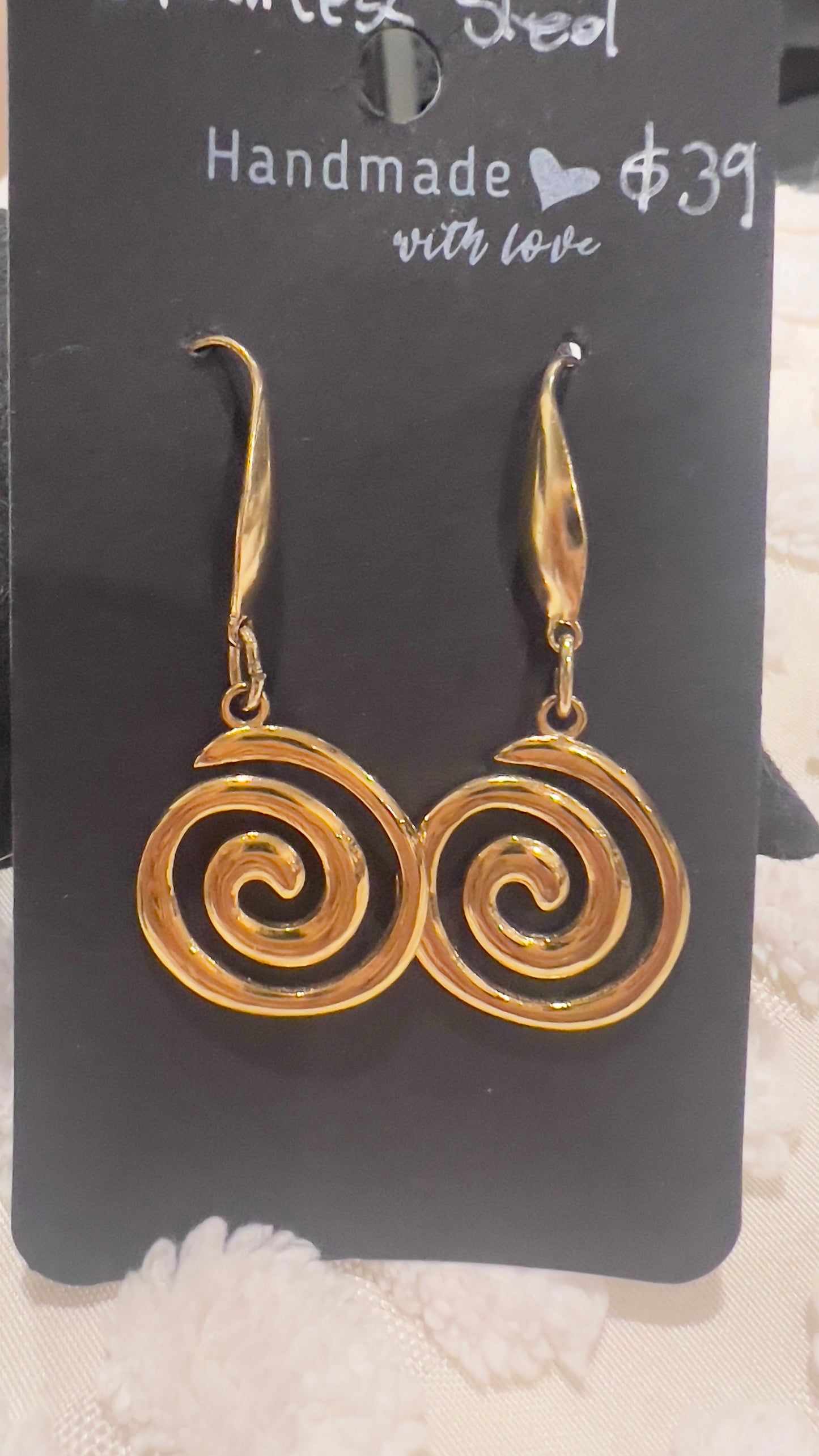 Gorgeous swirl dangle earrings Titanium & stainless steel