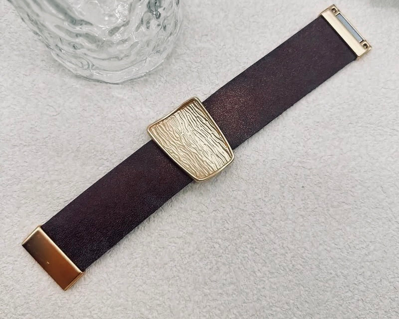 Earth Brown with Gold Shard Stunning  Bold wide wrist cuff 14 kt gold plated